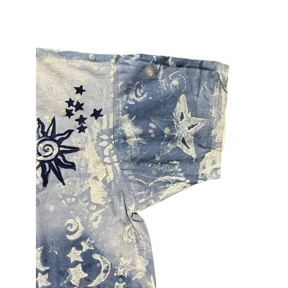 Vtg EZL Sun Moon Stars All Over Print Shirt USA Psychedelic Celestial 90s - Picture 3 of 11